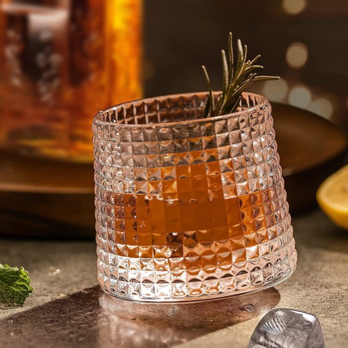 GlassWorld Premium Spinning Dots Imported Crystal Whiskey Scotch Glasses Set